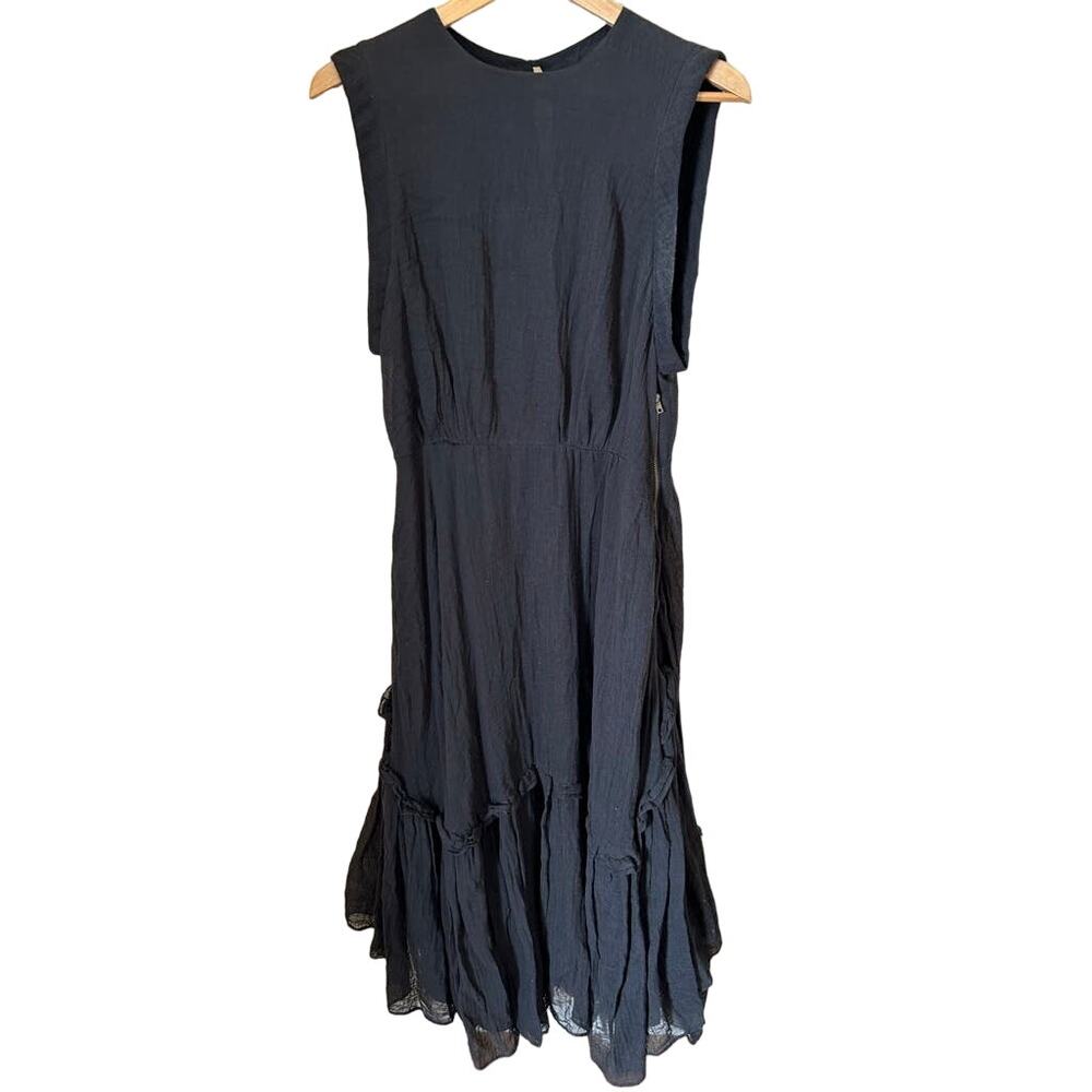 Heidi Merrick Gauzy Lined Sleeveless Lagenlook Side Zip Maxi 6 Dress 6 MSRP $585